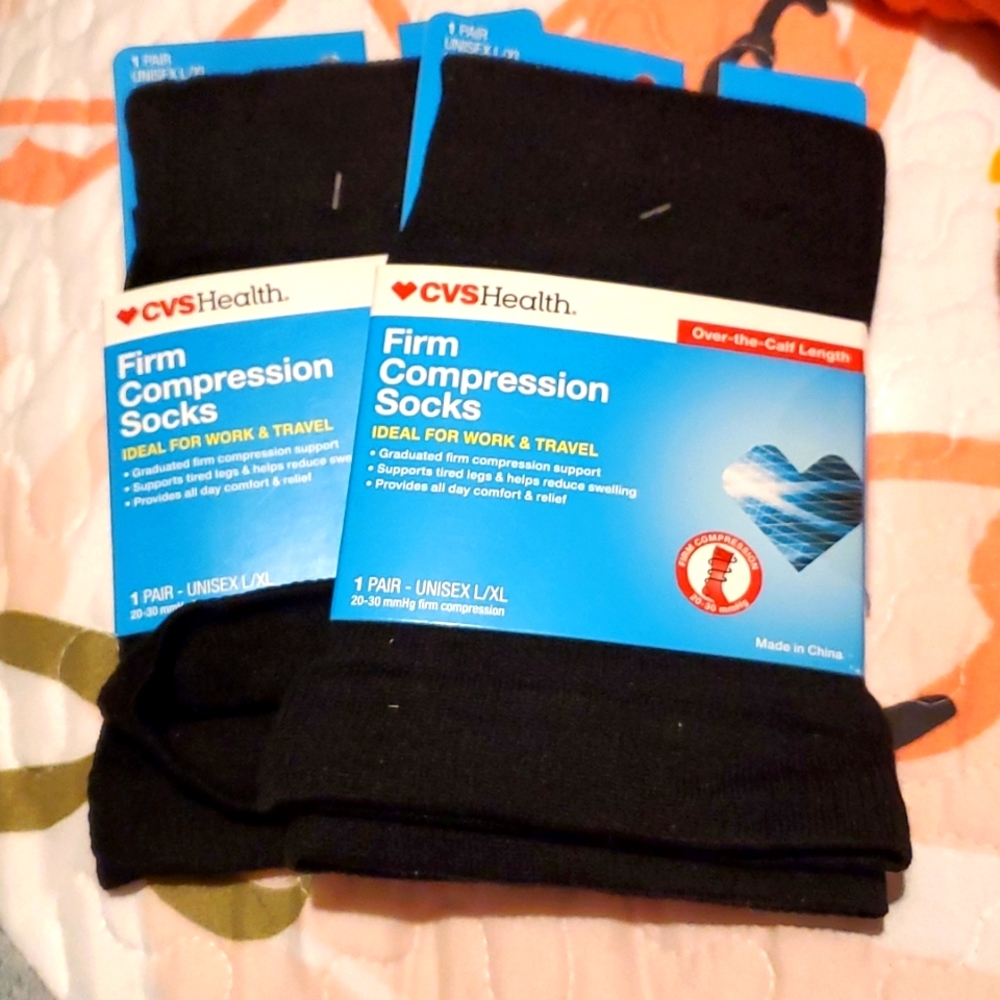 NWT 2 pairs of black CVS compression socks,  firm hold